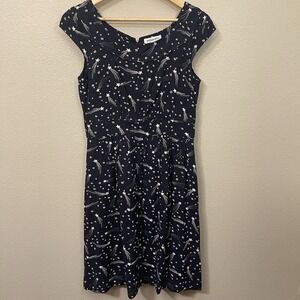 Modcloth Emily & Fin Celestial Shooting Star Dress Navy Pockets Whimsygoth Sz L